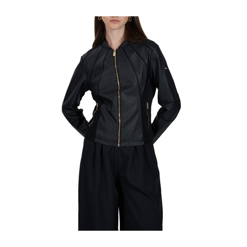 Yes Zee Giacca leggera Giubbino Donna ecopelle con inserti S - Francavilla Moda
